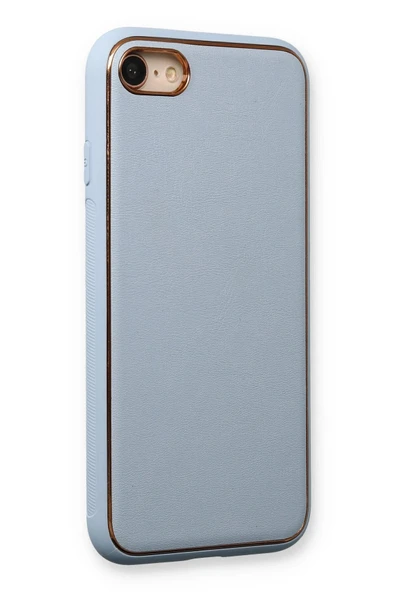 iPhone 7 Kılıf Coco Deri Silikon Kapak - Açık Mavi - Resim 2