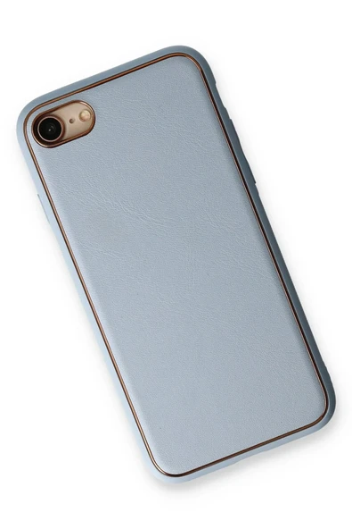 iPhone 7 Kılıf Coco Deri Silikon Kapak - Açık Mavi - Resim 3