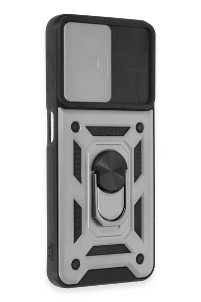 Realme C35 Kılıf Pars Lens Yüzüklü Silikon - Gümüş - Resim 2