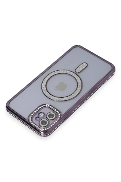 iPhone 11 Kılıf Joke Simli Magneticsafe Kılıf - Derin Mor - Resim 3