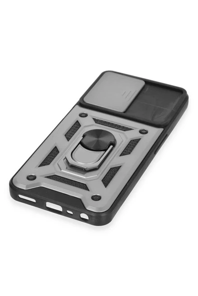 Realme C35 Kılıf Pars Lens Yüzüklü Silikon - Gümüş - Resim 5