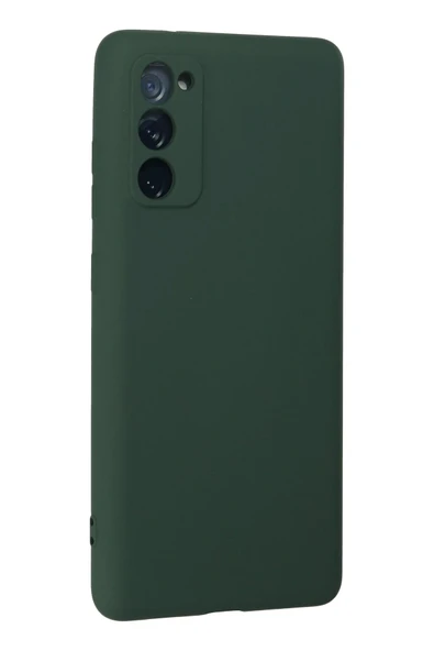 Samsung Galaxy S20 FE Kılıf Nano içi Kadife Silikon - Koyu Yeşil - Resim 2