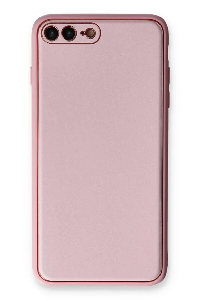 iPhone 7 Plus Kılıf Coco Deri Silikon Kapak - Pudra ürün görseli