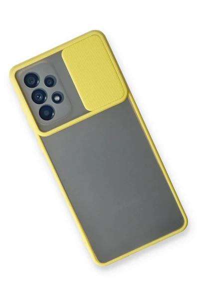 Samsung Galaxy A53 5G Kılıf Palm Buzlu Kamera Sürgülü Silikon - Sarı - Resim 3
