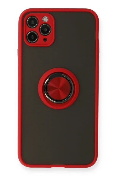 iPhone 11 Pro Kılıf Montreal Yüzüklü Silikon Kapak - Kırmızı ürün görseli