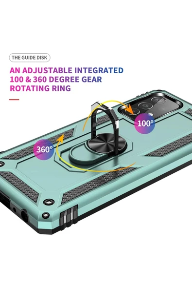 Samsung Galaxy A33 5G Kılıf Sofya Yüzüklü Silikon Kapak - Yeşil - Resim 5
