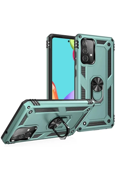 Samsung Galaxy A33 5G Kılıf Sofya Yüzüklü Silikon Kapak - Yeşil - Resim 2