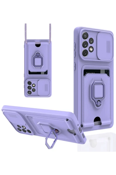 Samsung Galaxy A53 5G Kılıf Zuma Kartvizitli Yüzüklü Silikon - Lila ürün görseli