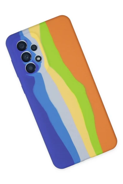 Samsung Galaxy A53 5G Kılıf Ebruli Lansman Silikon - Mavi-Turuncu - Resim 3