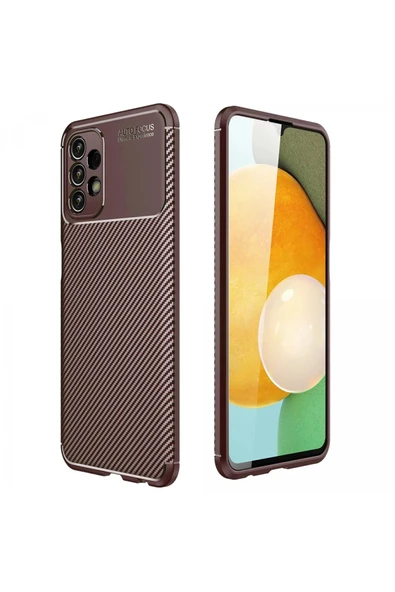 Samsung Galaxy A13 4G Kılıf Auto Focus Karbon Kapak - Kahverengi ürün görseli