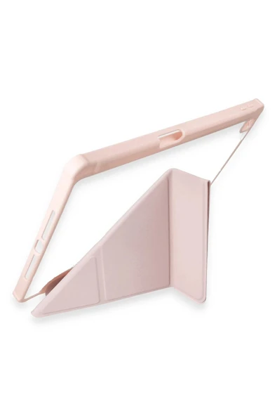 iPad 10.2 (8.nesil) Kılıf Kalemlikli Hugo Tablet Kılıfı - Rose Gold - Resim 5