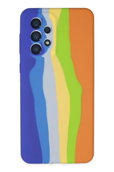 Samsung Galaxy A53 5G Kılıf Ebruli Lansman Silikon - Mavi-Turuncu ürün görseli