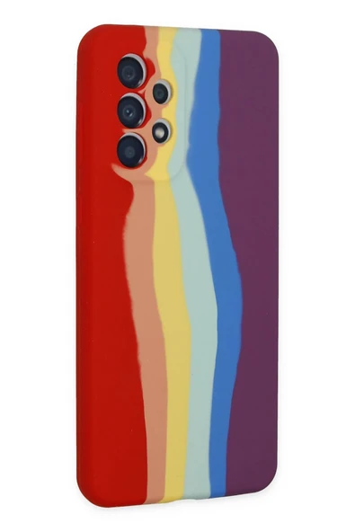 Samsung Galaxy A53 5G Kılıf Ebruli Lansman Silikon - Kırmızı-Mor - Resim 3