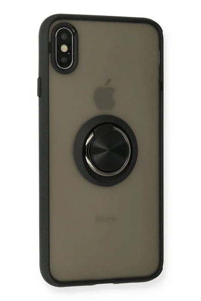 iPhone XS Max Kılıf Montreal Yüzüklü Silikon Kapak - Siyah - Resim 2