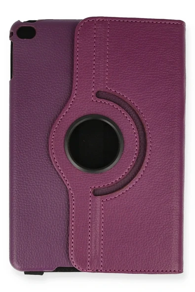 iPad Mini 4 Kılıf 360 Tablet Deri Kılıf - Mürdüm - Resim 2