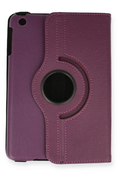 iPad Mini 1 Kılıf 360 Tablet Deri Kılıf - Mürdüm - Resim 2