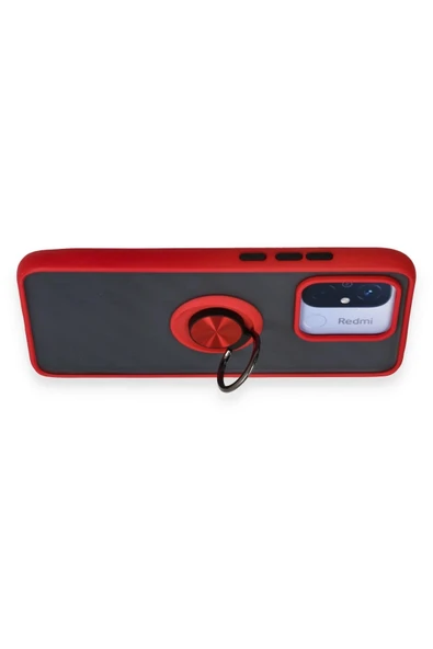 Xiaomi Redmi 12C Kılıf Montreal Yüzüklü Silikon Kapak - Kırmızı - Resim 3