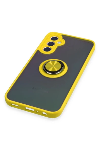 Samsung Galaxy A24 4G Kılıf Montreal Yüzüklü Silikon Kapak - Sarı - Resim 5