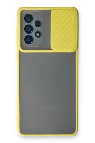 Samsung Galaxy A73 5G Kılıf Palm Buzlu Kamera Sürgülü Silikon - Sarı ürün görseli