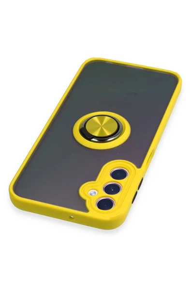 Samsung Galaxy A24 4G Kılıf Montreal Yüzüklü Silikon Kapak - Sarı - Resim 4