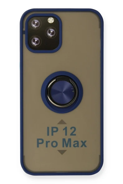 iPhone 12 Pro Kılıf Montreal Yüzüklü Silikon Kapak - Lacivert ürün görseli