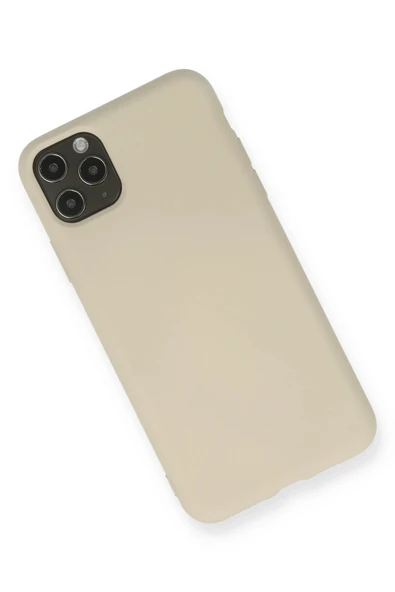 iPhone 11 Pro Max Kılıf Nano içi Kadife Silikon - Bej - Resim 2