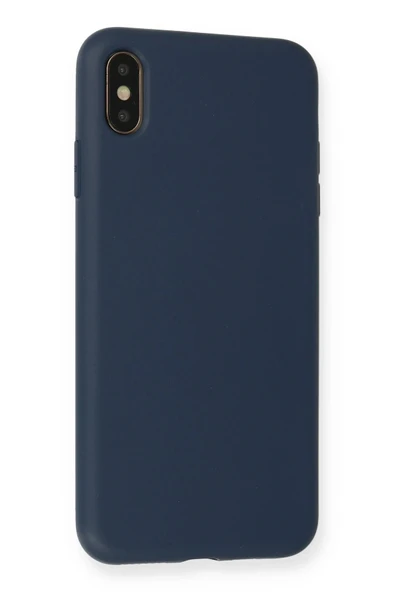 iPhone XS Max Kılıf Nano içi Kadife Silikon - Lacivert - Resim 3