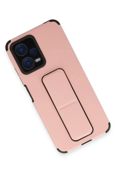 Xiaomi Poco X5 5G Kılıf Mega Standlı Silikon - Pudra - Resim 3