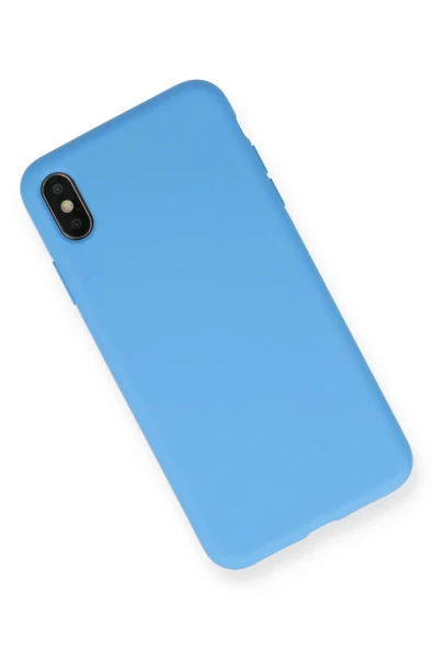 iPhone XS Max Kılıf Nano içi Kadife Silikon - Mavi - Resim 2