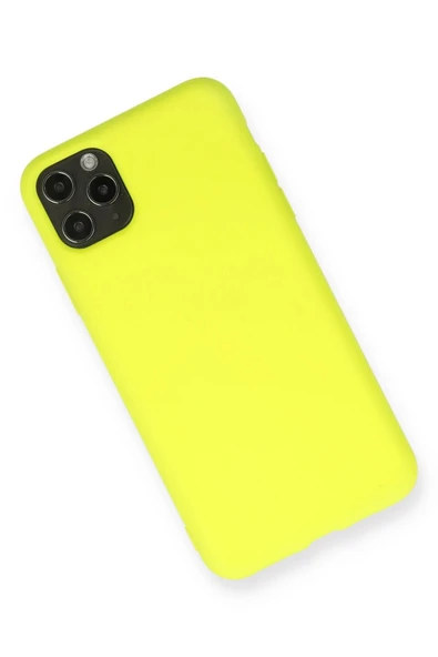 iPhone 11 Pro Max Kılıf Nano içi Kadife Silikon - Sarı - Resim 2