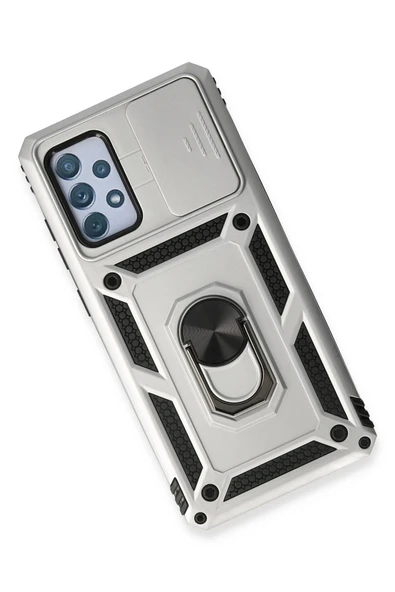 Samsung Galaxy A73 5G Kılıf Pars Lens Yüzüklü Silikon - Gümüş - Resim 3