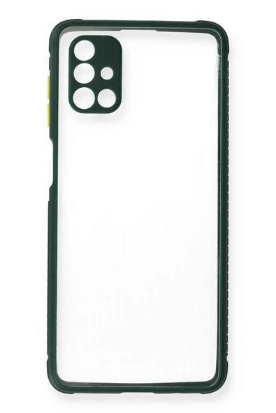 Samsung Galaxy M51 Kılıf Miami Şeffaf Silikon - Koyu Yeşil - Resim 2