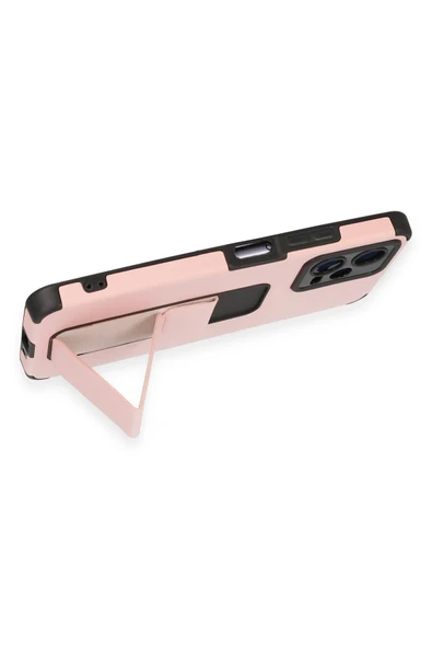 Xiaomi Poco X5 5G Kılıf Mega Standlı Silikon - Pudra - Resim 5