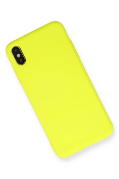 iPhone X Kılıf Nano içi Kadife Silikon - Sarı - Resim 2