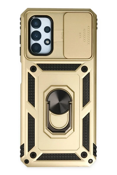 Samsung Galaxy A33 5G Kılıf Pars Lens Yüzüklü Silikon - Gold ürün görseli