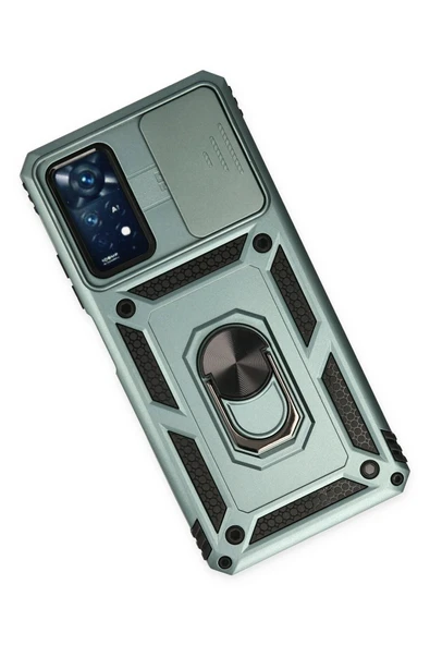 Xiaomi Redmi Note 11 Pro Kılıf Pars Lens Yüzüklü Silikon - Yeşil - Resim 3