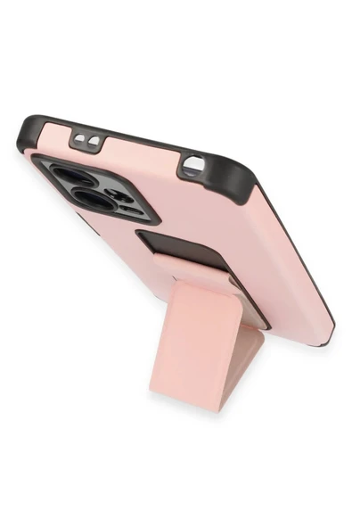 Xiaomi Poco X5 5G Kılıf Mega Standlı Silikon - Pudra - Resim 4