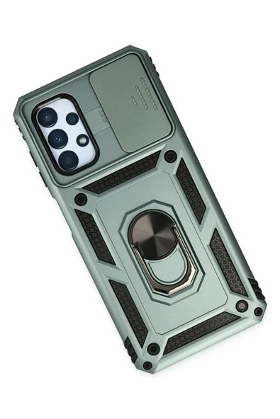 Samsung Galaxy A33 5G Kılıf Pars Lens Yüzüklü Silikon - Yeşil - Resim 2