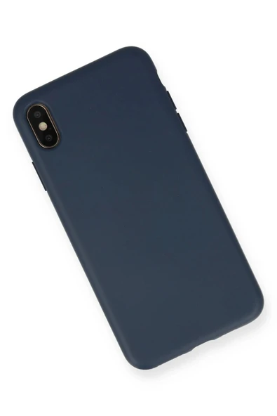 iPhone XS Max Kılıf Nano içi Kadife Silikon - Lacivert - Resim 2