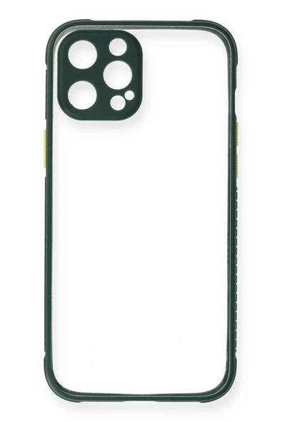 iPhone 12 Pro Max Kılıf Miami Şeffaf Silikon - Koyu Yeşil - Resim 2