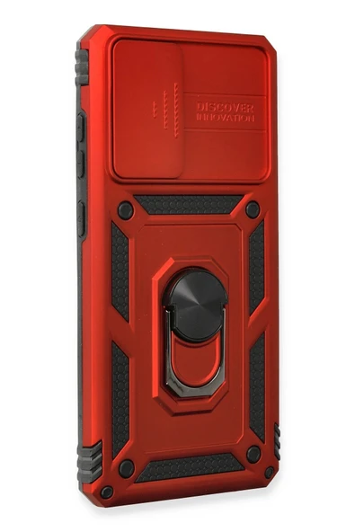 Samsung Galaxy A73 5G Kılıf Pars Lens Yüzüklü Silikon - Kırmızı - Resim 3