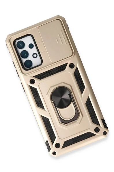 Samsung Galaxy A53 5G Kılıf Pars Lens Yüzüklü Silikon - Gold - Resim 2