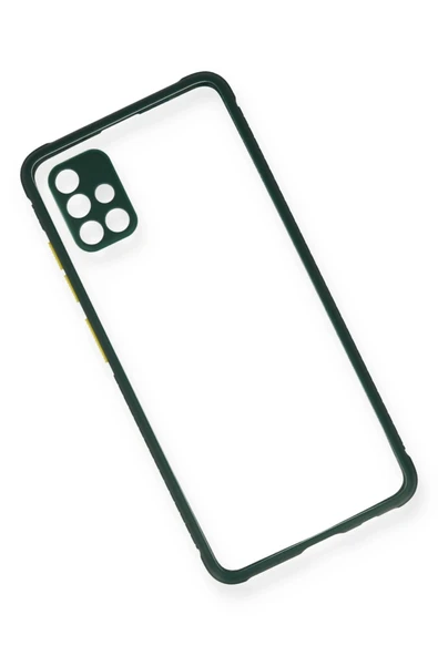 Samsung Galaxy A71 Kılıf Miami Şeffaf Silikon - Koyu Yeşil - Resim 3