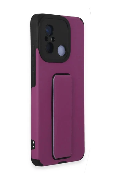 Xiaomi Redmi 12C Kılıf Mega Standlı Silikon - Mor - Resim 2