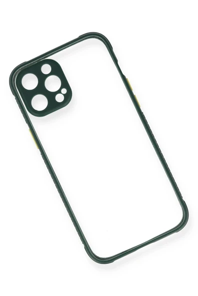 iPhone 12 Pro Max Kılıf Miami Şeffaf Silikon - Koyu Yeşil - Resim 3