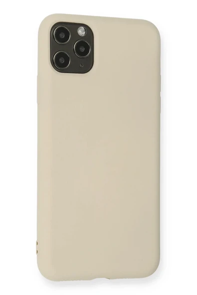 iPhone 11 Pro Max Kılıf Nano içi Kadife Silikon - Bej - Resim 3