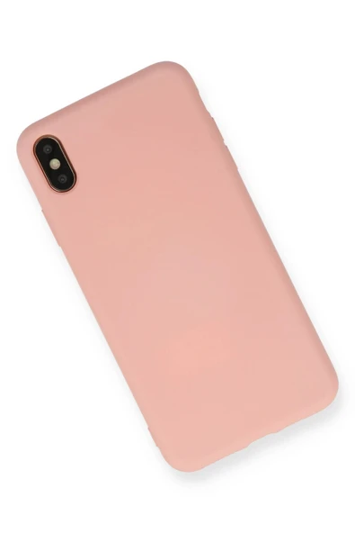 iPhone XS Max Kılıf Nano içi Kadife Silikon - Pudra - Resim 2