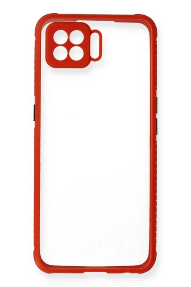 Oppo A73 Kılıf Miami Şeffaf Silikon - Kırmızı - Resim 3