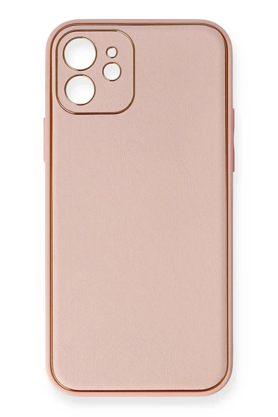 iPhone 12 Kılıf Coco Deri Silikon Kapak - Pembe ürün görseli