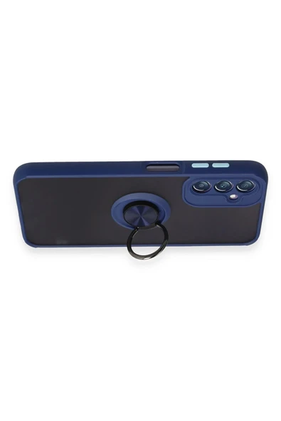 Samsung Galaxy A14 4G Kılıf Montreal Yüzüklü Silikon Kapak - Lacivert - Resim 3